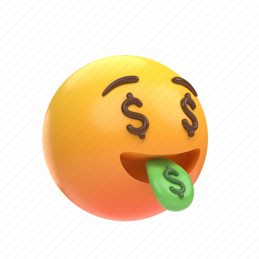 Emoji, emoticon, sticker, face, greedy, greed, dollar 3D illustration - Download on Iconfinder