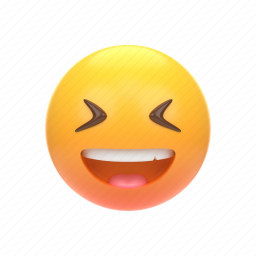 Emoji, emoticon, sticker, face, happy, laugh, hysterical 3D illustration - Download on Iconfinder