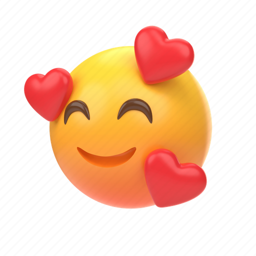Emoji, emoticon, sticker, face, in, love, hearts 3D illustration - Download on Iconfinder