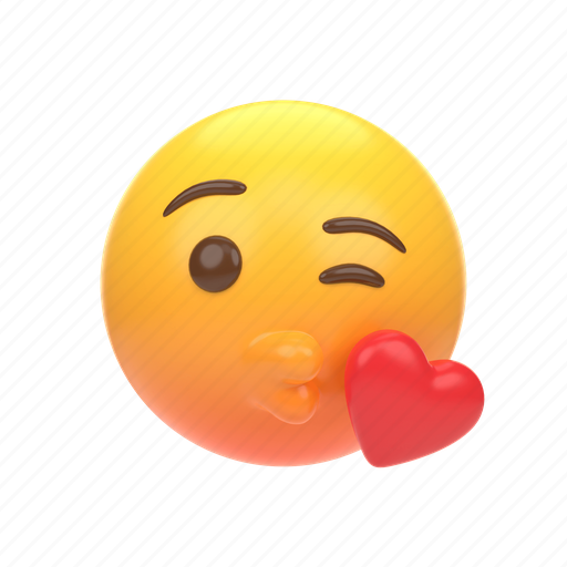 Emoji, emoticon, sticker, face, kiss, love, heart 3D illustration - Download on Iconfinder
