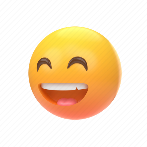 Emoji, emoticon, sticker, face, laughing, laugh, happy 3D illustration - Download on Iconfinder