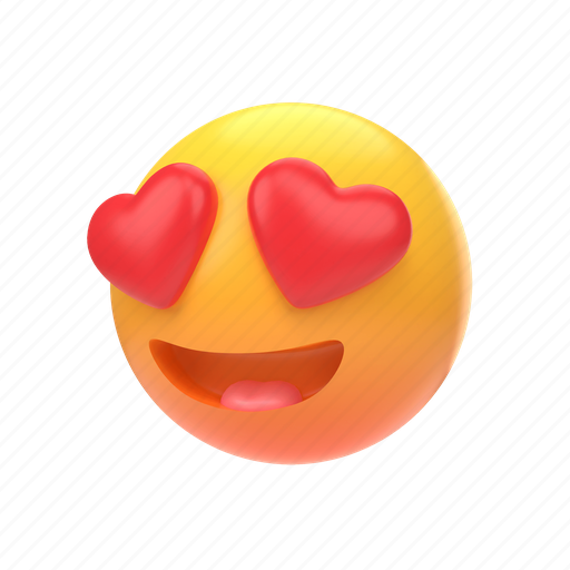 Emoji, emoticon, sticker, face, love, in, hearts 3D illustration - Download on Iconfinder