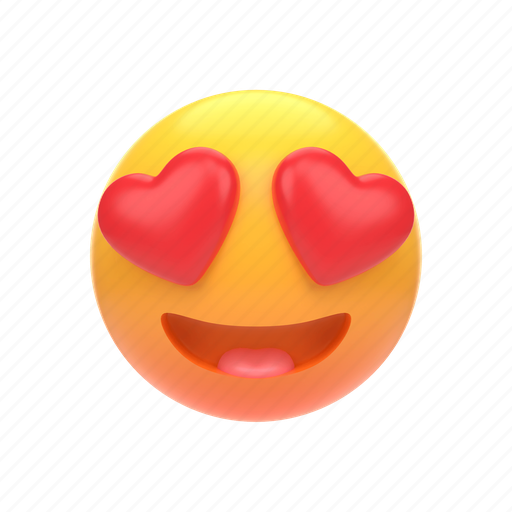 Emoji, emoticon, sticker, face, love, in, hearts 3D illustration - Download on Iconfinder