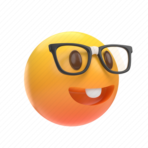 Emoji, emoticon, sticker, face, nerd, geek, glasses 3D illustration - Download on Iconfinder