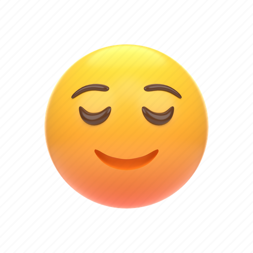 Emoji, emoticon, sticker, face, satisfied, happy, smile 3D illustration - Download on Iconfinder