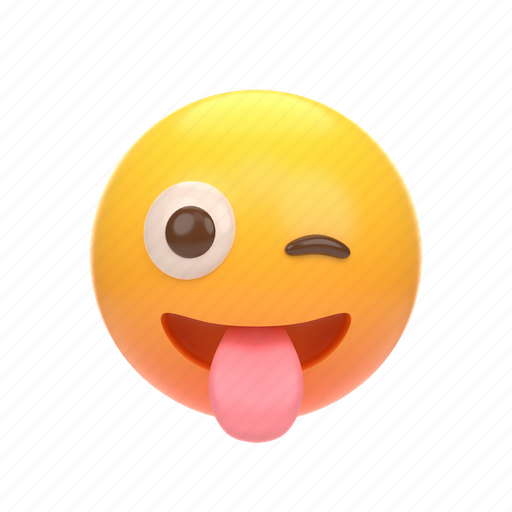 Emoji, emoticon, sticker, face, tongue, out, wink 3D illustration - Download on Iconfinder