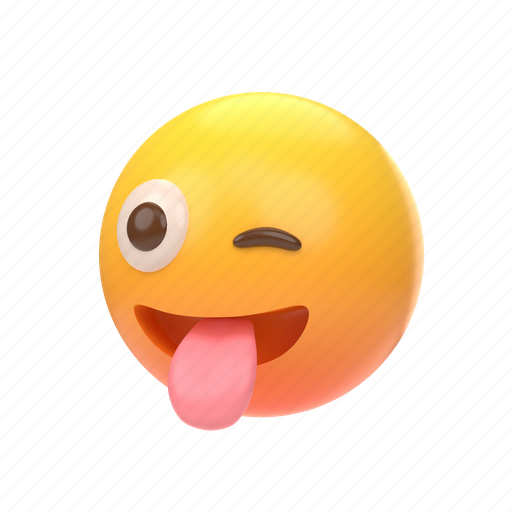 Emoji, emoticon, sticker, face, tongue, out, wink 3D illustration - Download on Iconfinder