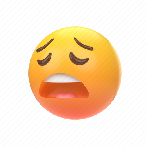 Emoji, emoticon, sticker, face, unhappy, tired, left 3D illustration - Download on Iconfinder