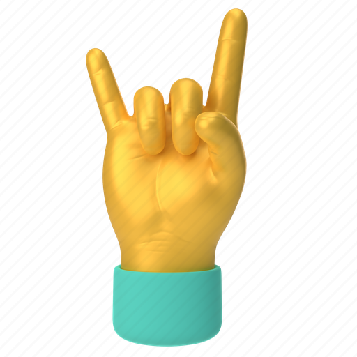 Emoji, emoticon, sticker, gesture, hand, rock, yellow 3D illustration - Download on Iconfinder