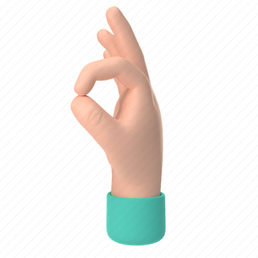 Emoji, emoticon, sticker, gesture, ok, hand, light 3D illustration - Download on Iconfinder