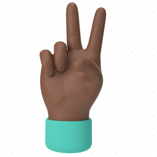 Emoji, emoticon, sticker, gesture, peace, hand, dark 3D illustration - Download on Iconfinder