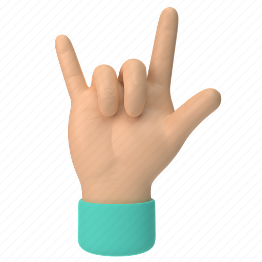 Emoji, emoticon, sticker, gesture, rock, hand, asian 3D illustration - Download on Iconfinder