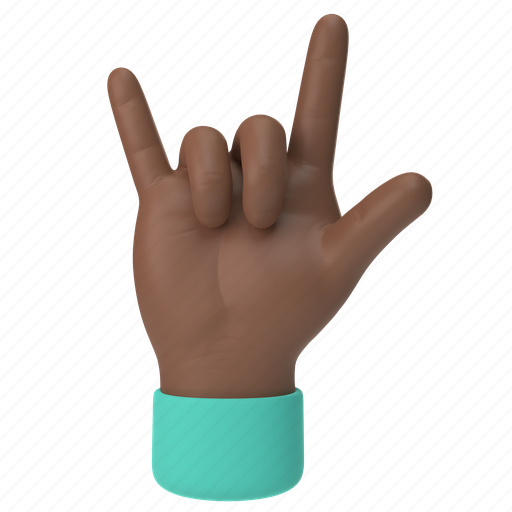 Emoji, emoticon, sticker, gesture, rock, hand, dark 3D illustration - Download on Iconfinder