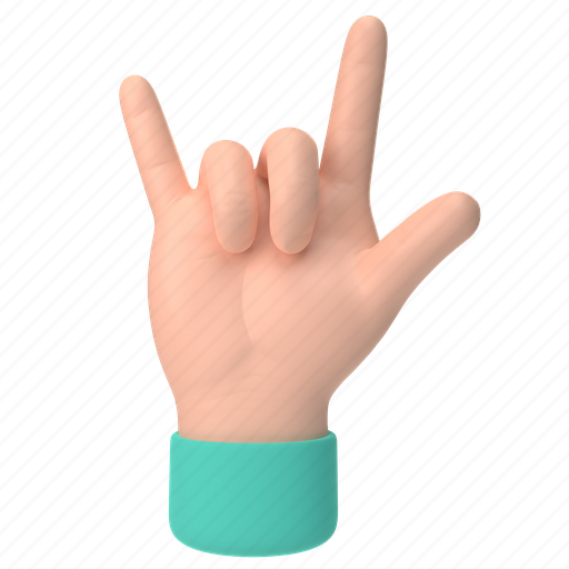 Emoji, emoticon, sticker, gesture, rock, hand, light 3D illustration - Download on Iconfinder