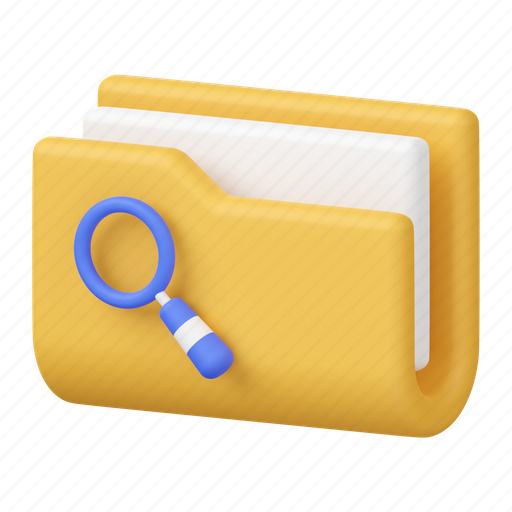 Document, find, folder, search, file, magnifier, data 3D illustration - Download on Iconfinder
