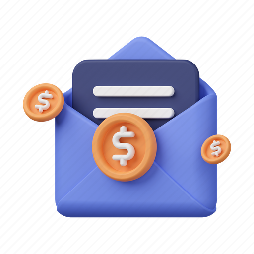 Mail, email, finance, document, letter, envelope, message 3D illustration - Download on Iconfinder