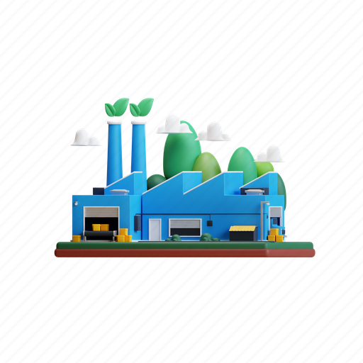 Eco, factory, environment, production, industrial, ecology, building 3D illustration - Download on Iconfinder