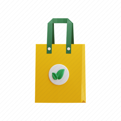 Paperbag, tote bag, shopping, cart, reuseable 3D illustration - Download on Iconfinder