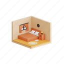 room, house, interior, isometric, furniture, apartment, bedroom, bed, home