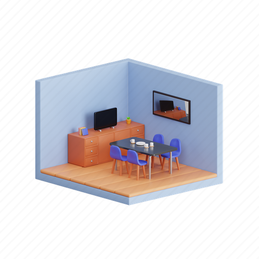 Home, interior, room, isometric, furniture, dining, table icon - Download on Iconfinder