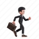 go, to, work, 3d character, 3d illustration, 3d rendering, 3d businessman, formal suit, business suit, business, run, fast, urgent, busy, running, stressed, job, forward, speed, rushing, hurry, late