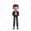 namaste, 3d character, 3d illustration, 3d rendering, 3d businessman, male, formal suit, business suit, formal wear, business, welcoming guests, receptionist, officer, hand clap, greeting, calm, humble, welcoming, friendly, team work 