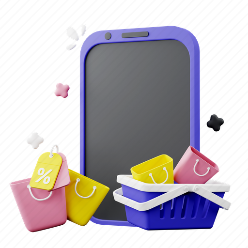 Shopping, online, e-commerce, store, payment, digital, smartphone 3D illustration - Download on Iconfinder