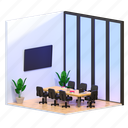 isometric, architecture, interior, decoration, meeting room, business, office, corporate, work 