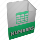 ico, numbers, document, spreadsheet