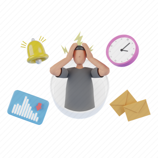 Multitasking, work, pressure, stress, hurry, business, computer 3D illustration - Download on Iconfinder