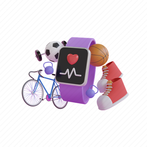 Sport, bike, ride, smartwatch, digital, team, creative 3D illustration - Download on Iconfinder