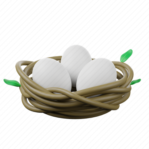 Nest, eggs, bird, easter 3D illustration - Download on Iconfinder
