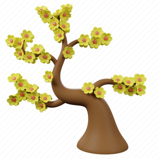 Blossoming, tree, plant, spring, nature, garden, bloom 3D illustration - Download on Iconfinder