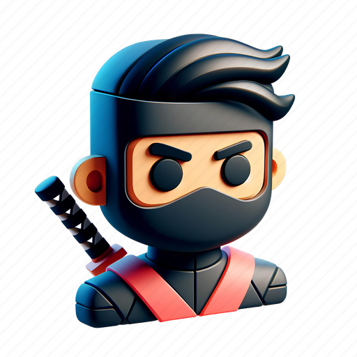 Ninja, avatar, face, man, person, account, profile 3D illustration - Download on Iconfinder