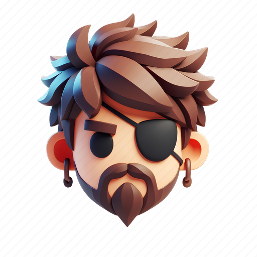 Pirate, avatar, person, account, profile, face, user 3D illustration - Download on Iconfinder