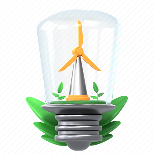 Green, energy, light bulb, electricity, ecology, eco 3D illustration - Download on Iconfinder