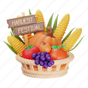 harvest, festival, fruits, vegetable, harvest basket, basket, tomato, pumpkin, corn, grape 