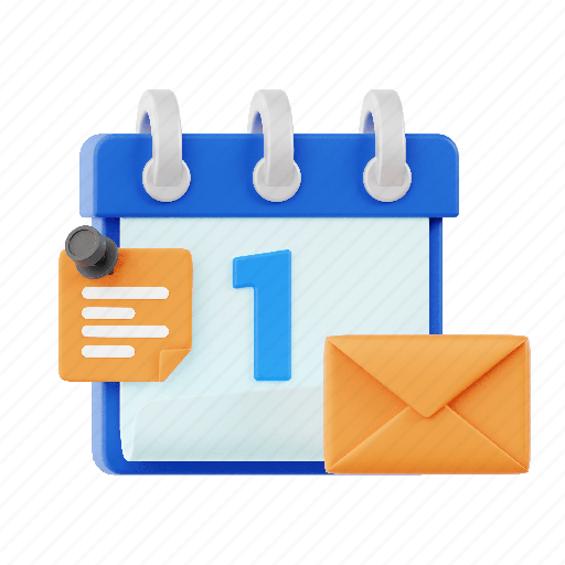 Calendar, schedule, event, email 3D illustration - Download on Iconfinder