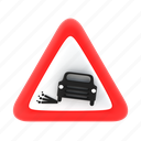loose, gravel, traffic, warning, sign, road, danger