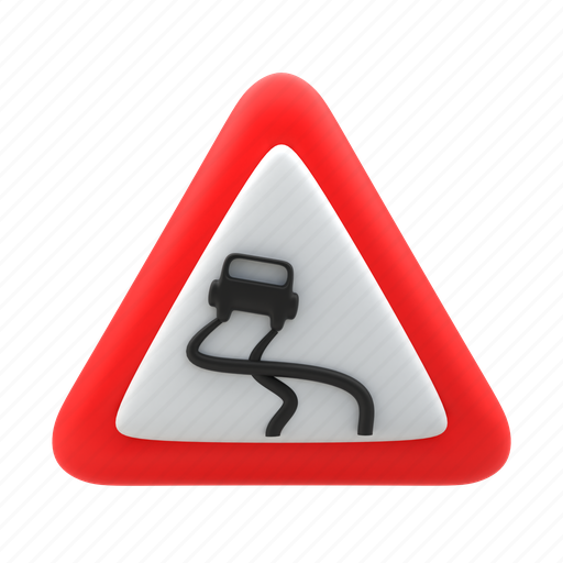 Slippery, road, traffic, sign, warning, danger icon - Download on Iconfinder