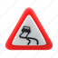 slippery, road, traffic, sign, warning, danger 