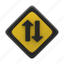 two, way, traffic, arrow, sign, warning, direction 