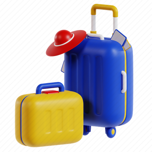 Luggage, travel, vacation, holiday, baggage, transportation, suitcase 3D illustration - Download on Iconfinder