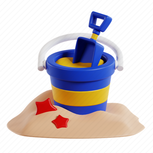Sand, bucket, 3d, beach, vacation, holiday, summer 3D illustration - Download on Iconfinder
