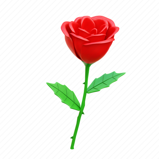 Rose, flower, love, valentine 3D illustration - Download on Iconfinder
