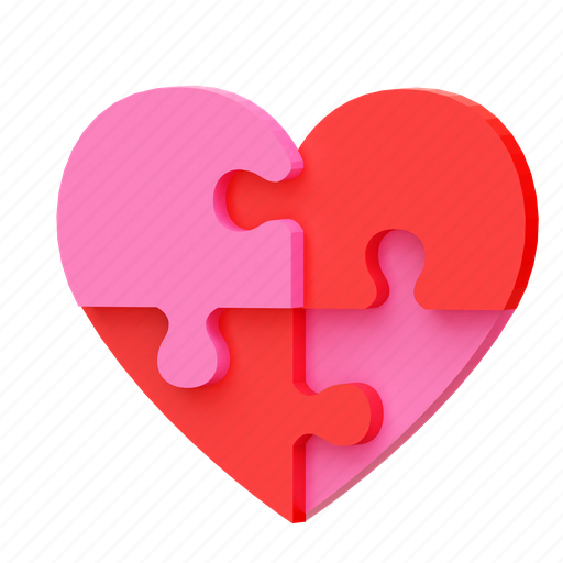 Puzzle, love, jigsaw, heart, valentine 3D illustration - Download on Iconfinder