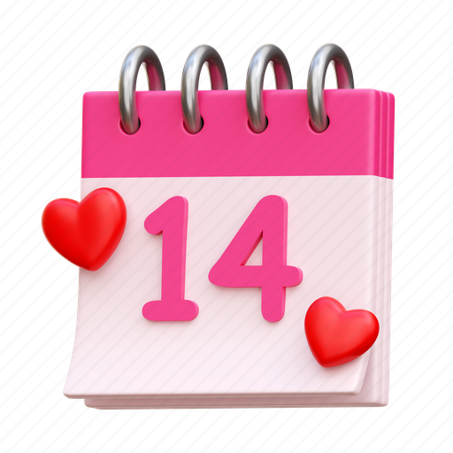 Valentine, calendar, event, day 3D illustration - Download on Iconfinder