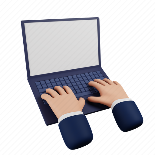 Typing, on, a, laptop, keyboard, 3d, 3d rendering icon - Download on Iconfinder