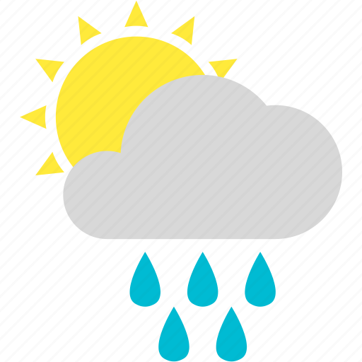 Cloud, drops, heavy, shower, sun, weather icon - Download on Iconfinder