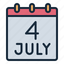 calendar, usa, united states of america, 4th july, independence day